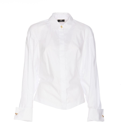 Elisabetta Franchi Tailored Long Sleeve Cotton Shirt In White