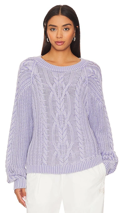 Free People Frankie Cable Sweater In Heavenly Lavender