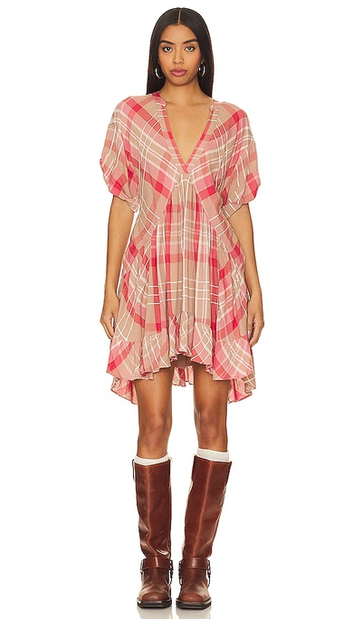 Free People Agnes Plaid Mini In Pink