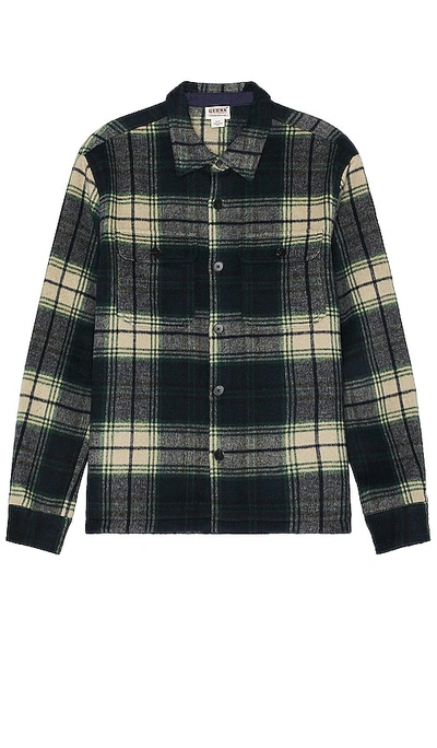 Guess Originals Plaid Overshirt In Navy