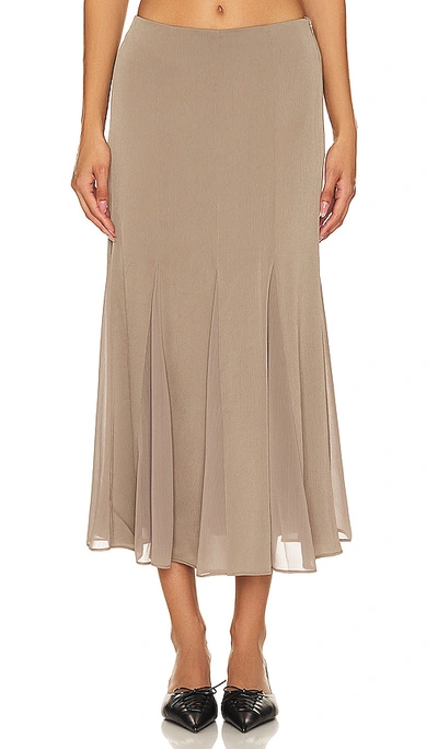Lioness Rose Maxi Skirt In Taupe