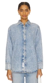 Rag & Bone Maxine Ultra Featherweight Cropped Shirt In Blue