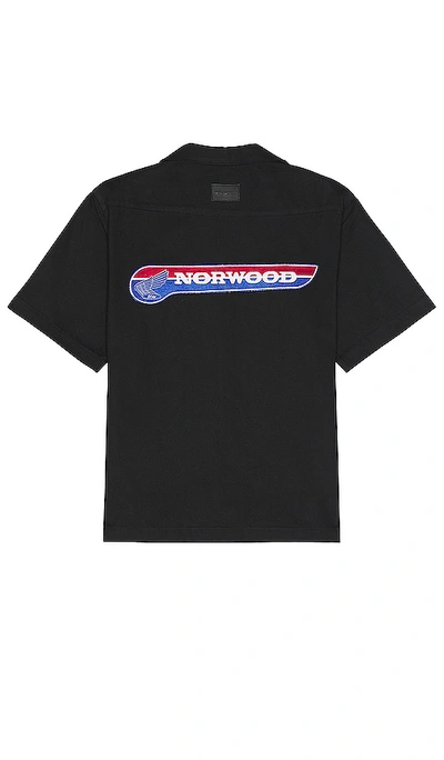 Norwood Pit Crew Button Down Shirt In Black