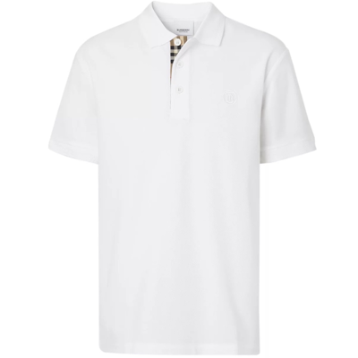 Pre-owned Burberry Branded Circle Logo White Polo Shirt