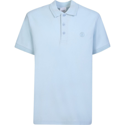 Pre-owned Burberry Branded Circle Logo Sky Blue Polo Shirt