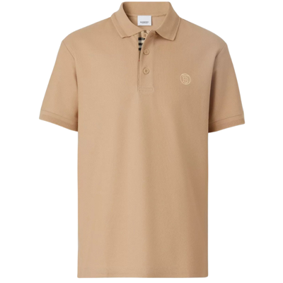 Pre-owned Burberry Branded Circle Logo Camel Beige Polo Shirt