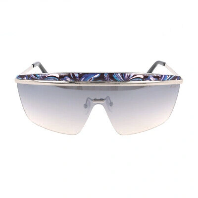 Pre-owned Emilio Pucci Ep7 05b Silver/black Shield Gray Gradient 130-130mm Sunglasses