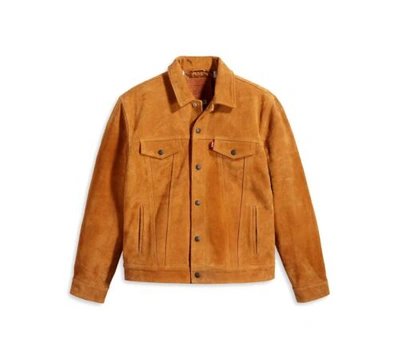 Pre-owned Levi's Highland Suede Leather Trucker Jacket Medium Sold Out In Brown