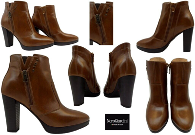 Pre-owned Nerogiardini Ankle Boot Boots Woman Nero Giardini I308253d Leather Casual Plateau Comfortable