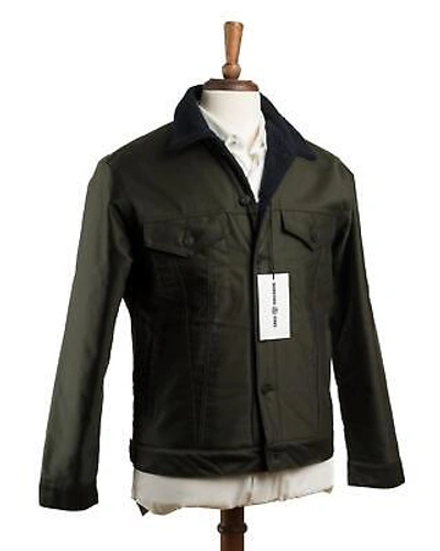 Pre-owned Momotaro Jeans $565 Green Giza Moleskin Boa Jacket Navy Wool Blend Lining M