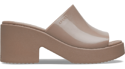 Crocs Brooklyn Slide High Shine Heel In Latte