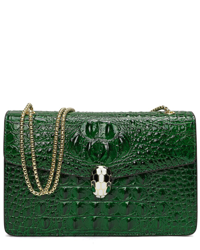 Tiffany & Fred Paris Croc-embossed Leather Shoulder Bag In Burgundy