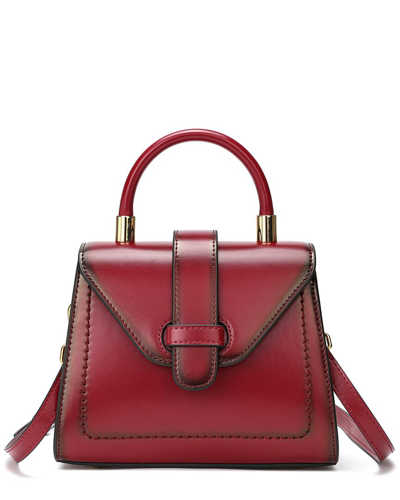 Tiffany & Fred Paris Smooth Degraded Leather Top Handle Satchel In Red