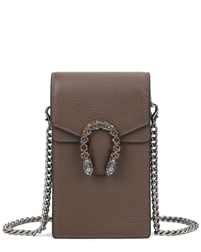 Tiffany & Fred Paris Leather Phone Bag In Brown