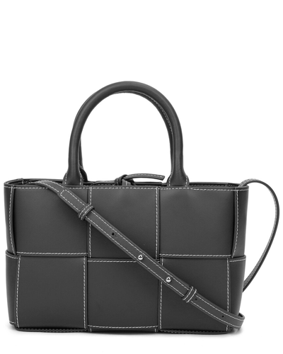 Tiffany & Fred Paris Woven Leather Top Handle Bag In Black