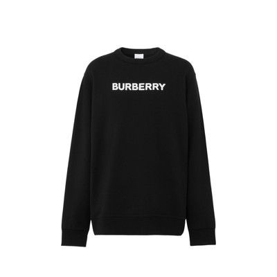 Burberry Logo Cotton Sweatshirt In Black