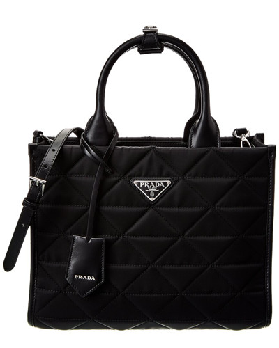 Prada Symbole Small Quilted Tote In Black