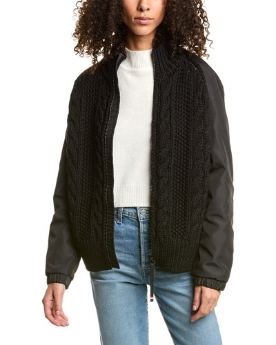 Moncler Wool-blend Cardigan In Black