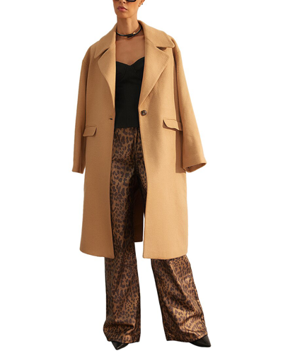 Trendyol Oversized Wool-blend Coat In Beige