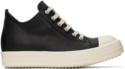 Rick Owens Black Low Sneakers In 911 Black/milk/milk