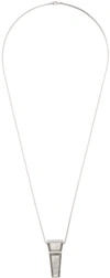 RICK OWENS SILVER CRYSTAL TRUNK CHARM NECKLACE