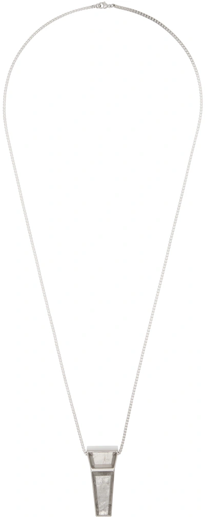 Rick Owens Silver Crystal Trunk Charm Necklace In 128 Palladio