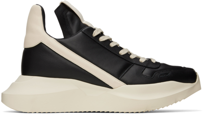 Rick Owens Geo Geth Leather Runner Sneakers In Black