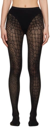 Alaïa Black Croco Tights In 995 - Noir Alaia