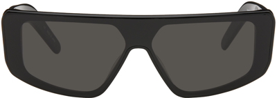 Rick Owens Black Performa Sunglasses In 909 Black/black