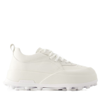 Jil Sander Orb Leather Sneakers In White