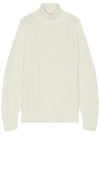 Nike Men's Life Cable Knit Turtleneck Sweater In Light Bone