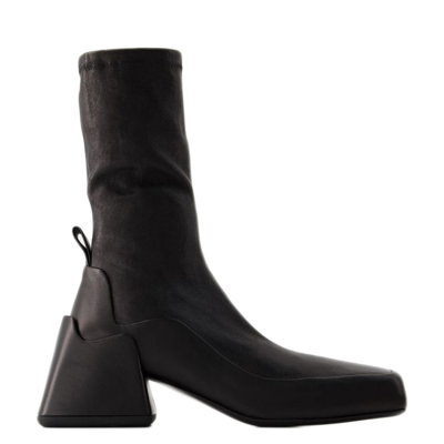 Jil Sander Block-heel Leather Boots In Black