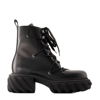 OFF-WHITE TRACTOR LACE-UP ANKLE BOOTS - LEATHER - BLACK