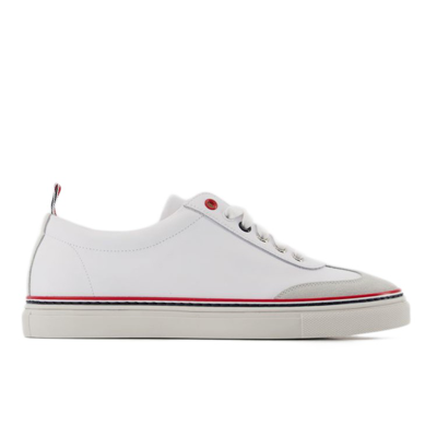 THOM BROWNE LO-TOP SNEAKERS - WHITE - LEATHER