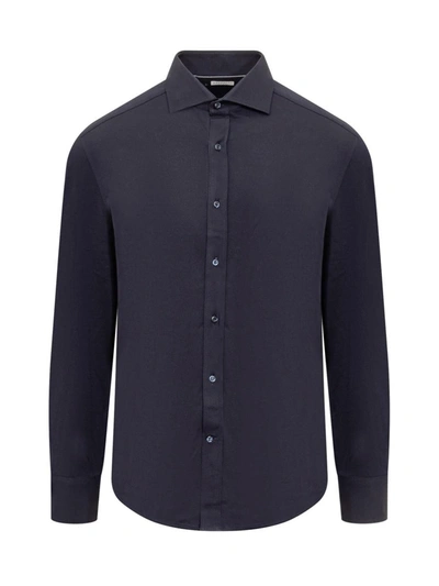 Brunello Cucinelli Cotton Jersey Shirt In Blue
