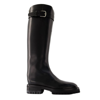 Ann Demeulemeester Nes Leather Knee-high Boots In Black