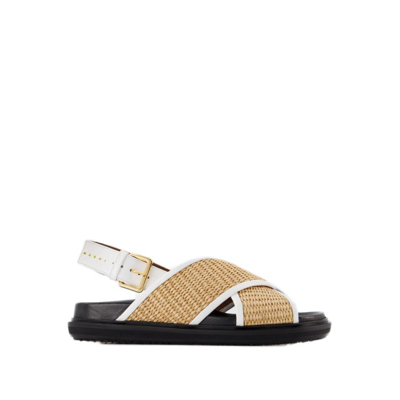 Marni Fussbett Leather-trimmed Sandals In Multicolor
