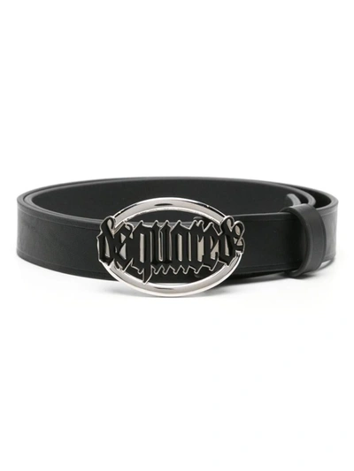 Dsquared2 Gothic Logo-buckle Leather Belt In Black