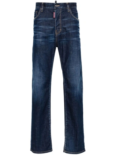 Dsquared2 642 Straight-leg Jeans In Navy Blue