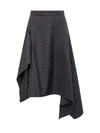 Jw Anderson Pinstripe Asymmetric Midi Skirt In Blue