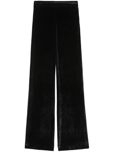 Jil Sander High-rise Velvet Wide-leg Pants In Black