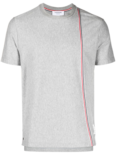 Thom Browne Grey Rwb Stripe-print Cotton T-shirt In Grau