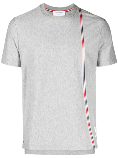 Thom Browne Grey Rwb Stripe-print Cotton T-shirt In Medgrey