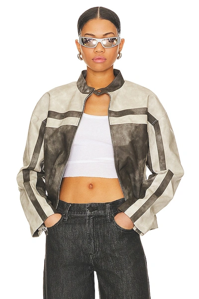 Superdown Katrina Faux Leather Moto Jacket In Grey