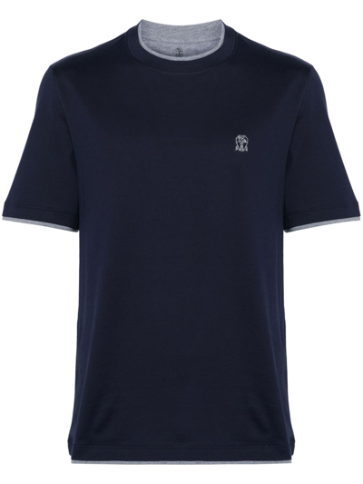 Brunello Cucinelli T-shirt With Logo In Blue