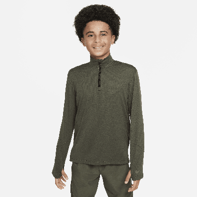 Nike Multi Big Kids' (boys') Dri-fit Uv Long-sleeve 1/2-zip Top In Green