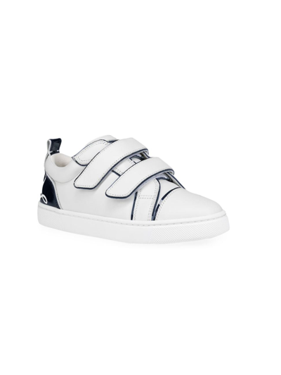 Christian Louboutin Kids' Funnyto Contrast-trim Leather Low-top Trainers 4-9 Years In White Navy