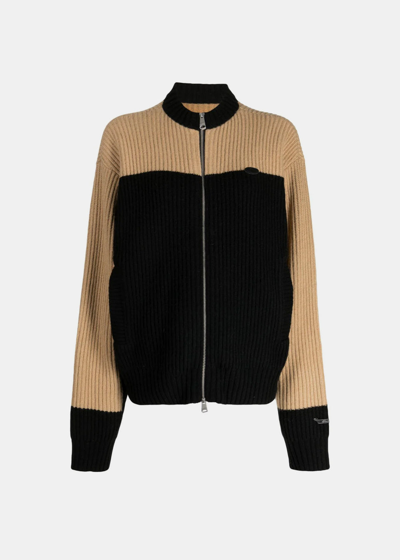 Ader Error Black & Beige Two-way Zip Jumper In Noir