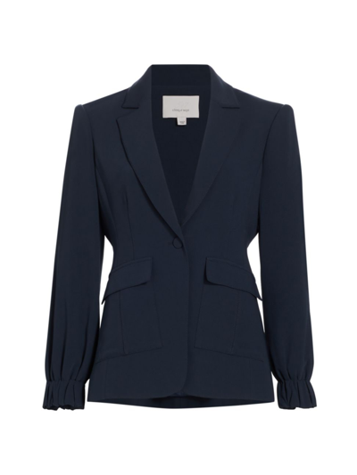 Cinq À Sept Tabitha Frill-cuff Crepe Jacket With Cargo Pockets In Navy