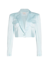 Cinq À Sept Cinq A Sept Satin Ida Cropped Jacket In Glacial Blue